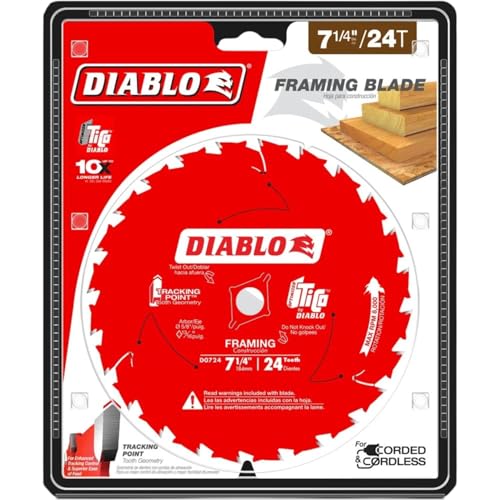 Diablo Framing Saw Blade - 7-1/4" x 24-Tooth, 8000 Max RPM, 10-Pack - size: 5/8" Arbor x 7-1/4" Dia (10 Pack)