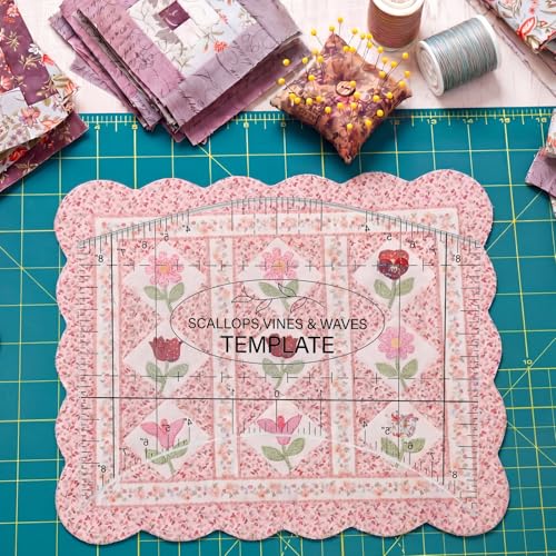 Scallop Vine Wave Design Template Acrylic Quilting Template Multi Pattern Sewing Ruler Precision Quilting Stencil Tool for DIY Sewing Quilts Pillows Tablecloth Crafts