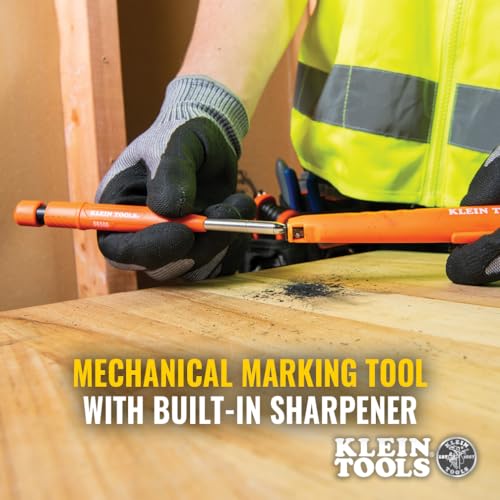 Klein Tools 86501 Skribes 2.8 mm Mechanical Carpenter Pencil with Built-In Sharpener, 4 Refills, and Deep Hole Marking for Woodworking and Construction - style: Carpenter Pencil
