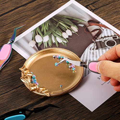 Mudder 3 Pcs Reverse Tweezers for Crafts Self Locking Curved,Curved Tip - style: Curved Tip