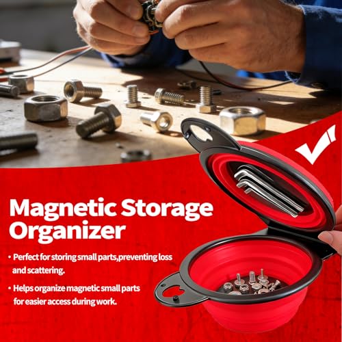 Magnetic Trays, Magnetic Bowl for Screws, Magnetic Tool Tray (red2.0) - style: red2.0