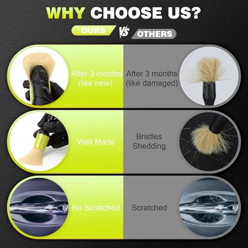 MVEQRRN 10PCS Car Detailing Brush Set,Boars Hair Detail Brush Kit(Green) - color: 10PCS detail brush set green