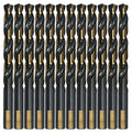 12PCS 17/64" HSS Black Gold Twist Drill Bits Set, 135 Degree Split Point, Jobber Metal Drill Bit, General Purpose for Use in Mild Steel, Copper, Aluminum, Zinc Alloy, Wood, and Plastic - size: 17/64"(12PCS)