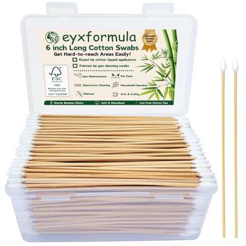 Eyxformula Pointed Gun Cleaning Swabs, 6 Inch Sturdy Bamboo Sticks, 600 Pcs - color: 600 ct pointed