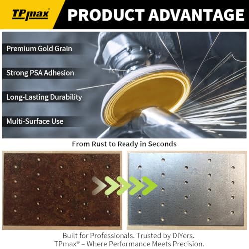 TPmax 6-Inch 220-Grit Gold PSA Sanding Discs, 50 Pack – Pro-Grade Self-Adhesive Stickyback Sandpaper with Quick-Release Tabs for DA Sander, Fine Automotive/Wood/Metal Sanding - style: 220 Grit