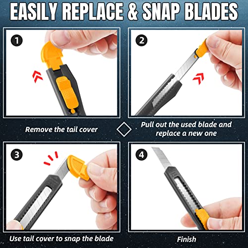 24 Pack Box Cutter Retractable, 9mm Razor Knife, Utility Knife - color: 24-orange