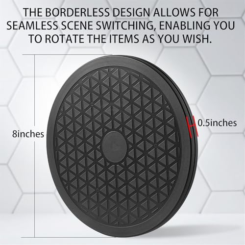 8 Inch Lazy Susan Turntable Organizer, Eichzer Premium Heavy Duty Black Rotating Swivel Stand with Steel Ball Bearings for Model/Rotating Plants/Crafts Stand/TV/Monitor/Laptop (360˚ Rotation) - size: 8 inch
