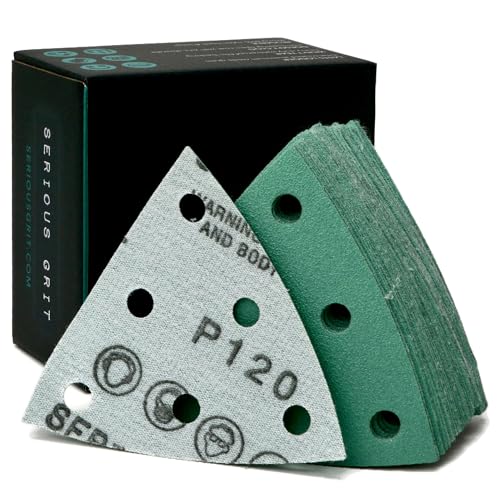 Serious Grit - 93mm 6-Hole P120 Grit Triangle Sanding Sheets - 50 Pack Box - style: 120 Grit