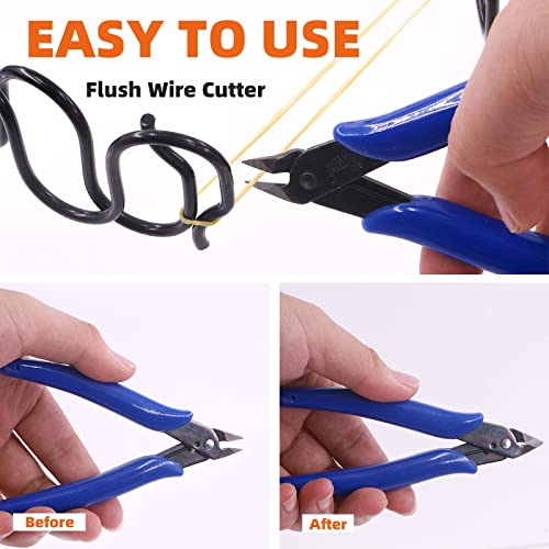 6Pcs 5 Inch Micro Wire Flush Cutters, Precision Plastic Model Flush Cutter Side Cutting Pliers, Ultra Sharp Flush Nippers Tool For Electronics Industry/Jewelry Processing/Hobby Model Making