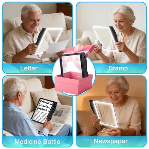 6X 30X Magnifying Glass with Light, Page Magnifier for Reading 4.3x7.1in