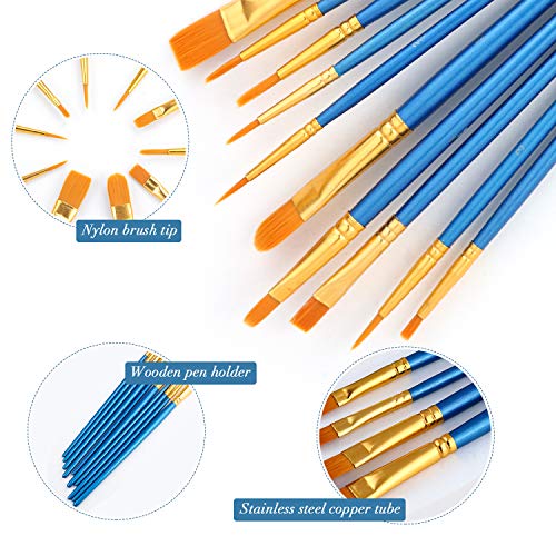 Acrylic Paint Brush Set, 100 Packs / 1000 pcs Nylon Hair Brushes for All Purpose Oil Watercolor Painting Artist Professional Kits - size: 1000pcs-blue