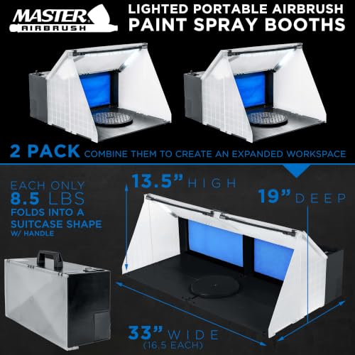 Master Airbrush Portable Airbrush Spray Booth Station with LED Light 2 Pack - color: Double Black