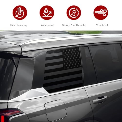 2 PCS Rear Window American Flag Decals, Waterproof Tactical USA Flag Side Window Vinyl Stickers, Universal Patriotic Flags Decals Stars Stripes Decor for SUV Truck Pickup
