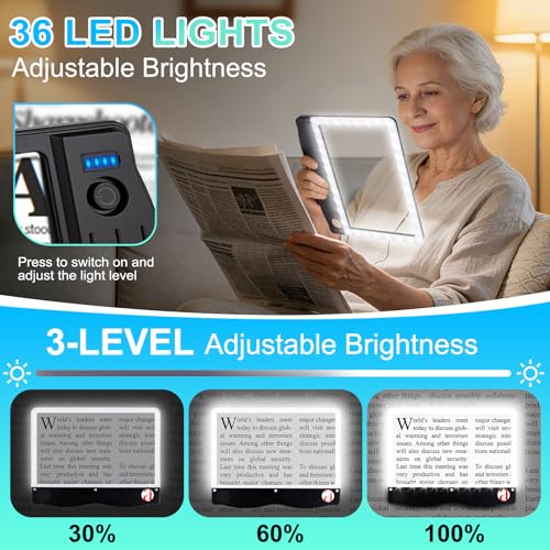 6X 30X Magnifying Glass with Light, Page Magnifier for Reading 4.3x7.1in