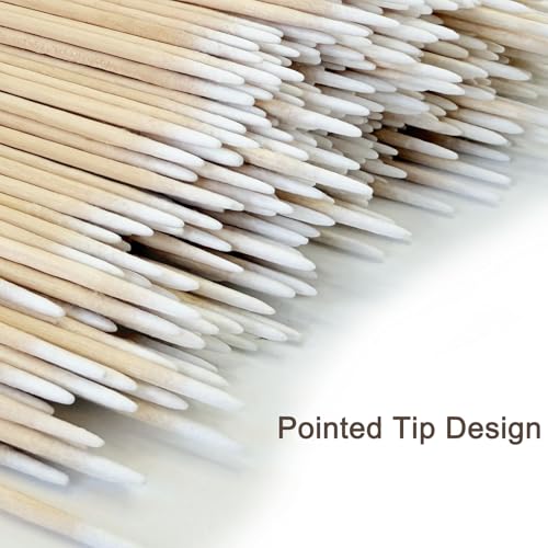 Egaageoi 200 Count 4 Inch Pointed Cotton Swabs for Nail with Wood Sticks - color: 200pcs