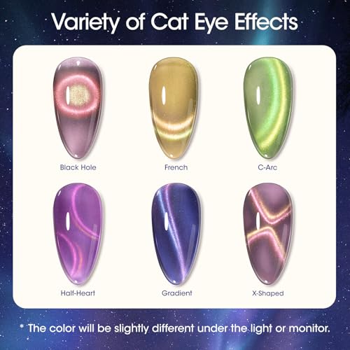 GELLEN Cat Eye Gel Nail Polish, 18ml Blue Purple Color Cat Eye Gel Polish with Magnet Stick, Holographic Glitter Cat Eye Nail Polish Soak Off Nail Art Manicure at Home - color: No.897-Galaxy Blue