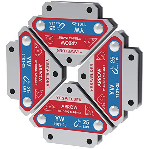 YESWELDER 4-Pc Welding Magnet Set, 25 lb Holding Power Welding Accessories - size: 25lb