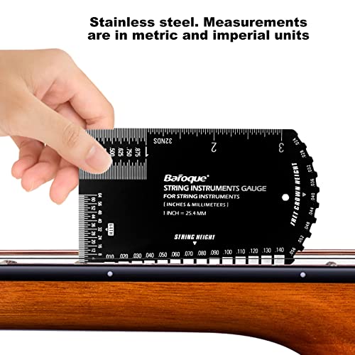 Guitar String Action Gauge Ruler,Fret Rocker with Thick Leather Case