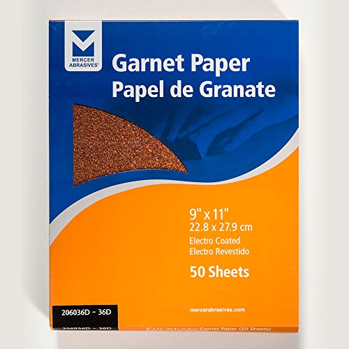 Mercer Industries 206036D - 9 x 11 Garnet Paper Sheets, Grit 36D (50 pack) - size: Grit 36D, style: 50 pack