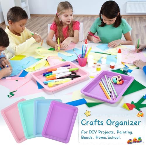 20 Pcs Small Plastic Art Sand Tray, Light Pink, Purple, Blue, Green - color: Light Pink, Purple, Blue, Green