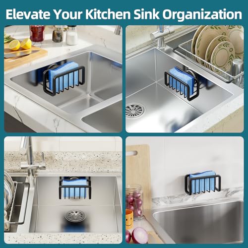 TAILI Black Sponge Holder for Kitchen Sink with Strong Suction Cup - color: Black, size: 5.1" x 2.3"