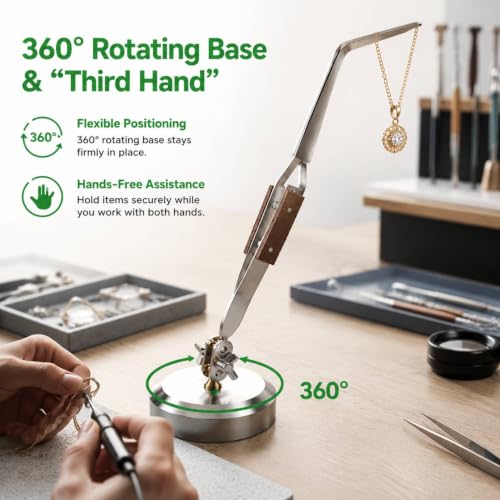 WUWEOT 5 Pcs Soldering Tweezers Set, Straight Curved Welding Plier and Cross Lock Fiber Grip Soldering Tweezers, Jewelry Third Hand Repair Kit Tools for Jewelry Silversmithing and Craft