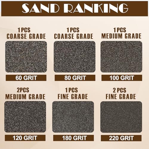 8pcs Mix Grit Sanding Block - 60/80/100/120/180/220 Grit - size: 60/80/100/120/180/220 Grits