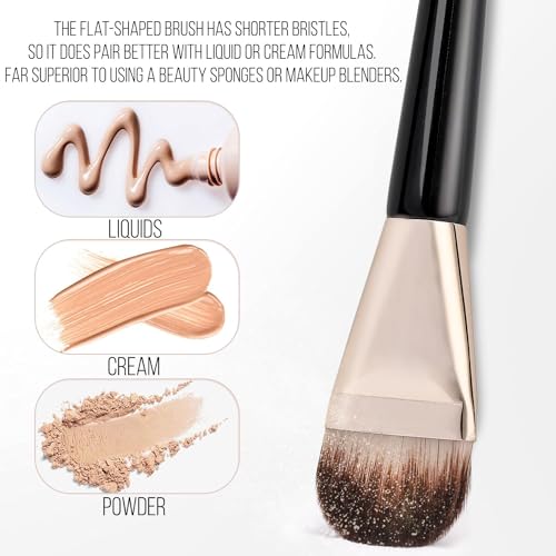 KINGMAS 2Pcs Flat Foundation Brush, Korean Makeup Brush, Tongue-Shape Concealer Contour Brush for Liquid Cream Blending - size: 2Pcs Round Brush