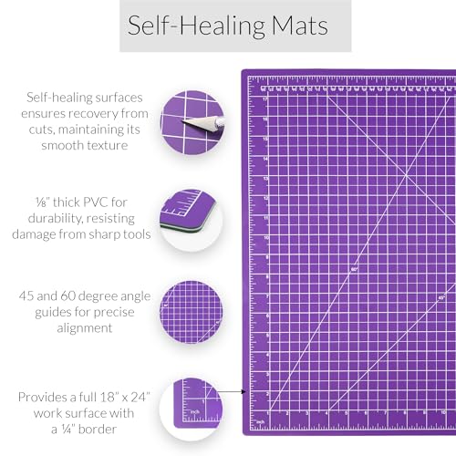 Breman Precision 18x24 Self Healing Cutting Mat Purple/Gray for Crafting - color: Purple/Gray, size: 18x24