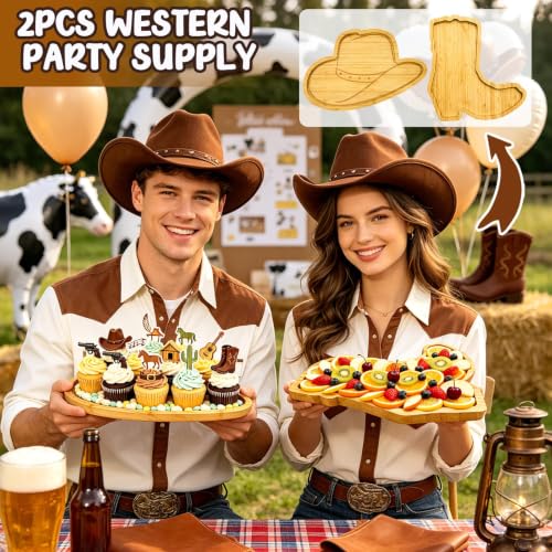 Western Birthday Party Decorations Wooden Hat Boot Charcuterie Boards Trays - color: Wooden Hat Boot