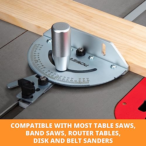 POWERTEC 71143 Deluxe Miter Gauge for Table Saw | Miter Guide with 120 Angle Stops, Silver - style: 120 Angle Stop Miter Gauge