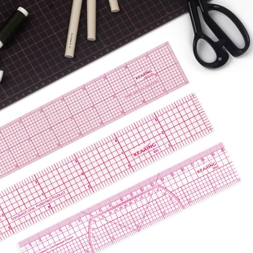 KEARING 2"x12" Clear Sewing Graph Ruler - PVC Plastic Pattern Grading Ruler - style: B70(12")
