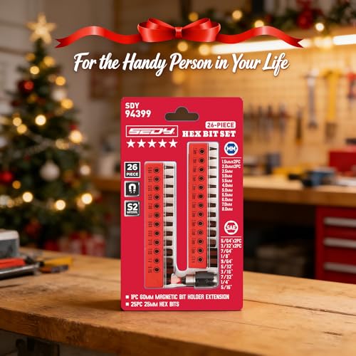 Premium 25-Piece Allen Key Drill Bit Set - Durable Allen Wrench Bits with Strong Magnetic Tips, SAE & Metric Hex Keys - color: 25 Pcs 1" Hex