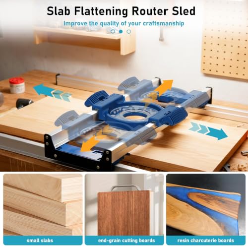 Benchtop Board Slab Flattening Jig for Most Woodworking Routers - size: More Assembly