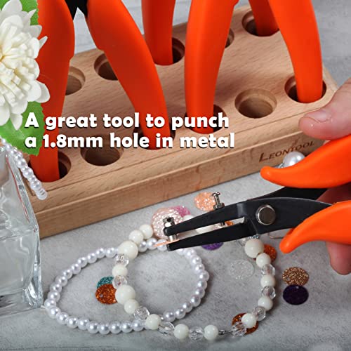 Metal Hole Punch Pliers 6" Small Round Hole Punch Pliers Two Replacement Pins for Jewelry Making to Create 1.8mm Clean Holes Jewelry Tool with PVC Handles for Handcraft Work DIY Hand Tool - style: Long Jaw 1.8mm