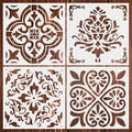 12 Inch Tile Stencils – 4 PCS Reusable Flower Pattern Templates for Wall Floor DIY Painting, Scrapbooks, Home Décor Projects