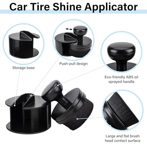 ecocstm 2 PCS Tire Shine Applicator Brush, Tire Shine Brushes - color: 2 PCS Black