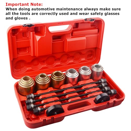 DAYUAN Universal Press Pull Sleeve Remove Install Bushes Bearings Tool Kit - size: 26Pcs Set--Red