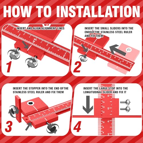 Extended Cabinet Hardware Jig Kit, 32-inch Aluminium MAX Cabinet Handle Jig - color: Red-large