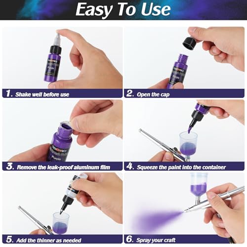 FansArriche Airbrush Paint, 44 Colors with 6 Thinners, 20 ml/Bottle - color: 44 Colors with 6 Thinnners
