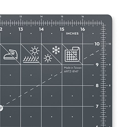 ARTEZA Double-Sided Self-Healing Cutting Mat, 12 x 18 in, 3 mm, Non-Slip - size: 12"L x 12"W
