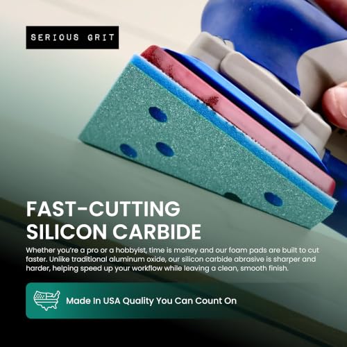 Serious Grit - 3x4 5mm Foam Sanding Pads - 220-240 Grit Finish - 10 Pack - size: 220-240 Grit, style: 5mm Foam