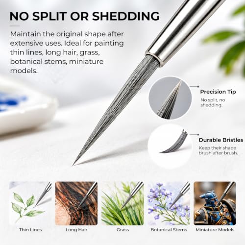 Nicpro 10 PCS Rigger Liner Paint Brush Set for Watercolor, Gouache, Acrylic - size: 10 PCS - Rigger