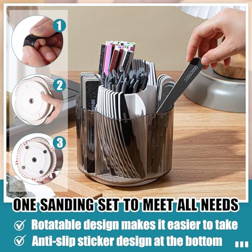 Lasnten 131 Pcs Sanding Sticks Set 360 Degree Rotating Holder 40 Polishing Sticks 30 Sanding Twigs 60 Double Side Slanted Twigs for Plastic Models Jewelry Woodworking Hobby Arts Crafts