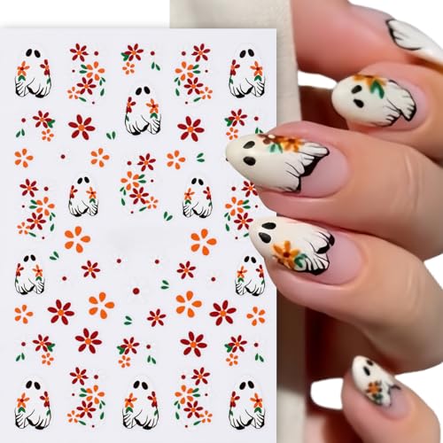8Pcs Halloween Nail Art Stickers Decals Cute Ghost Pumpkin 3D Self Adhesive Nail Decals Flower Spooky Mushroom Ghost Nail Design Pumpkin Cats Spider Bats French Manicure Supplies for Women Nail Decor - style: bats