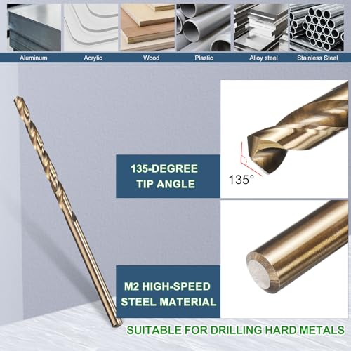 METALLIXITY Micro Drill Bit (#40) M2 High-Speed Steel 135° for Metal 12Pcs - size: #40