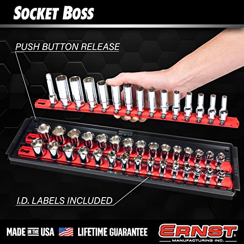 ERNST Socket Boss Combo 3-Pack, Hi-Viz Ratchet Socket Organizer(8512HVA) - Made in the USA - color: Hi-viz
