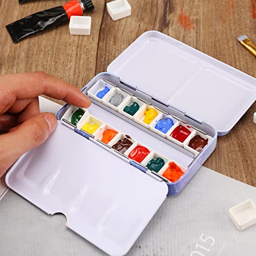 MYARTOOL Empty Watercolor Palette, Metal Watercolor Tins Box Palette Paint Case with 12 Empty Half Pans, Paint Tray Palette Suitable for Watercolor, Acrylic, Gouache, Oil Painting - color: Purple, size: 12 PCS Empty Half Pans