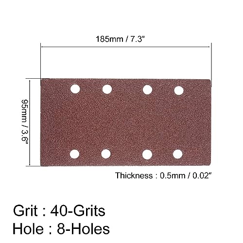 Hook and Loop Sanding Sheet Sander Sandpaper 8 Hole 40 Grit 15pcs for 1/3 Sander - size: 40Grits