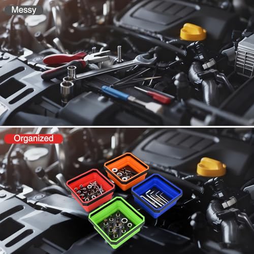 GOOACC 4Pcs Square Collapsible Magnetic Trays Set Red Orange Blue Green - color: Red/Orange/Blue/Green